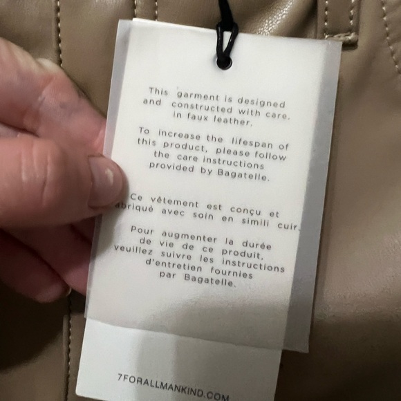 NWT 7 For All Mankind Vegan Tan Leather Pants - Picture 4 of 4